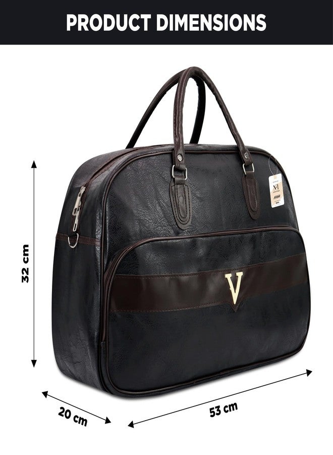 Ayaha Large Leather 20 Inch Duffle Bag for Travel Men and Women's Luaggage Duffel Bags Stylish Ideal Cabin Bag Weekender Bag for Travelling Overnight Carry Bag (Black) - Image 4